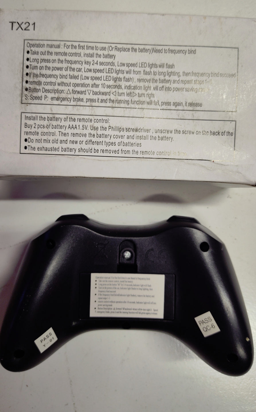 Remote Control TX21 for Toy Car (12v) Black/Black