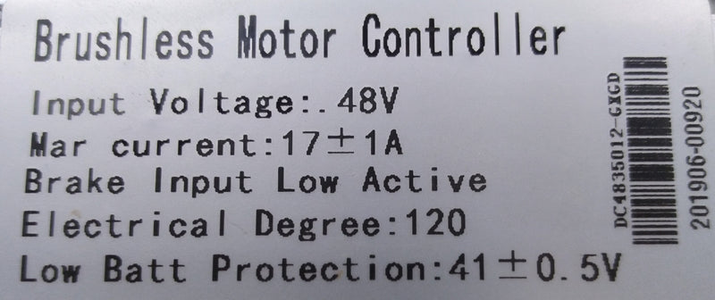 Controller 48v 17A Brushless 120 degrees