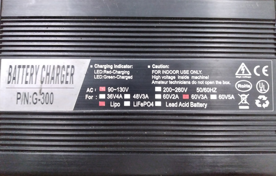 Charger 60V 3.0A Lithium Ion PC Plug