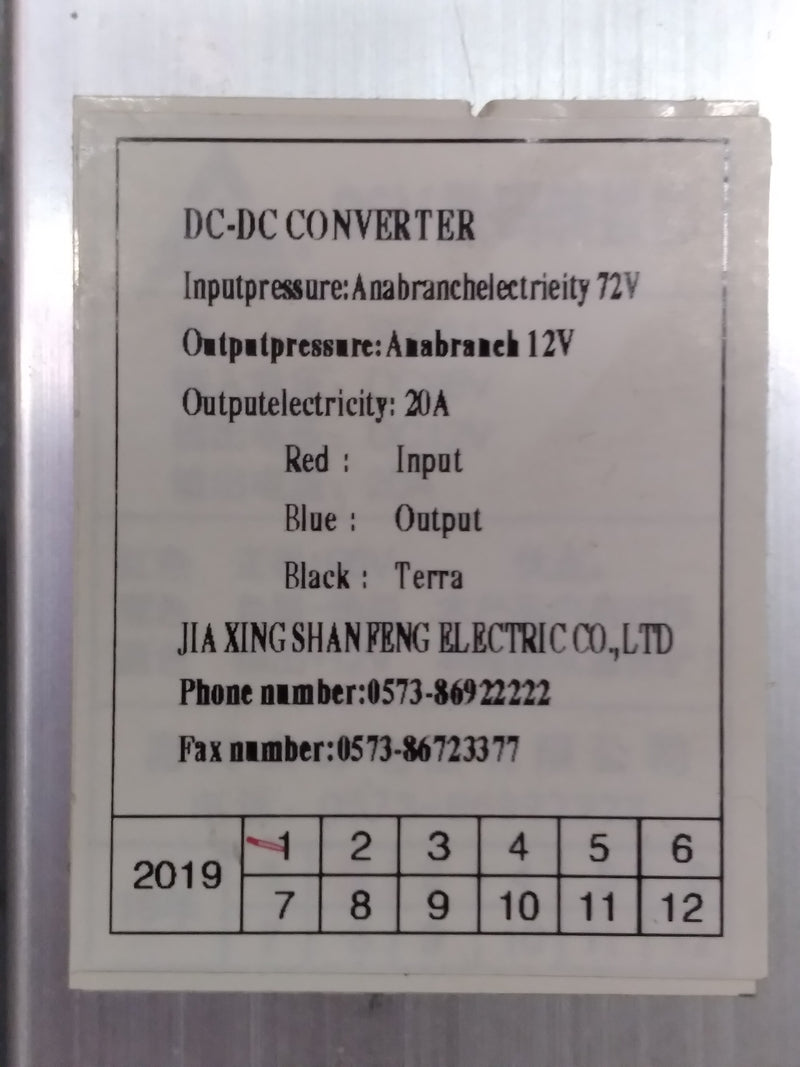DC Converter 72V-20Ah