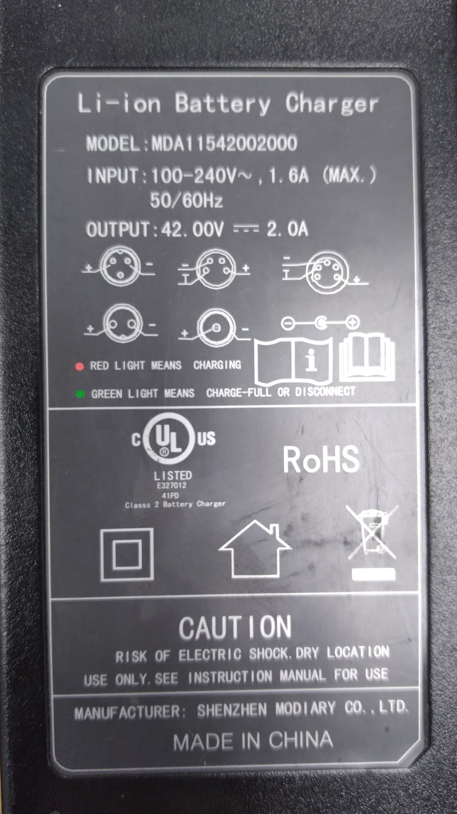 Charger 36v 2.0 Lithium PC Plug