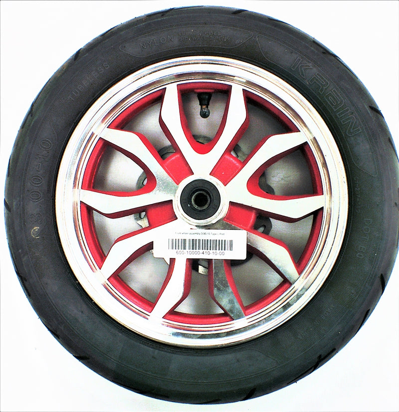 Front wheel assembly 3.00-10 Type L Red