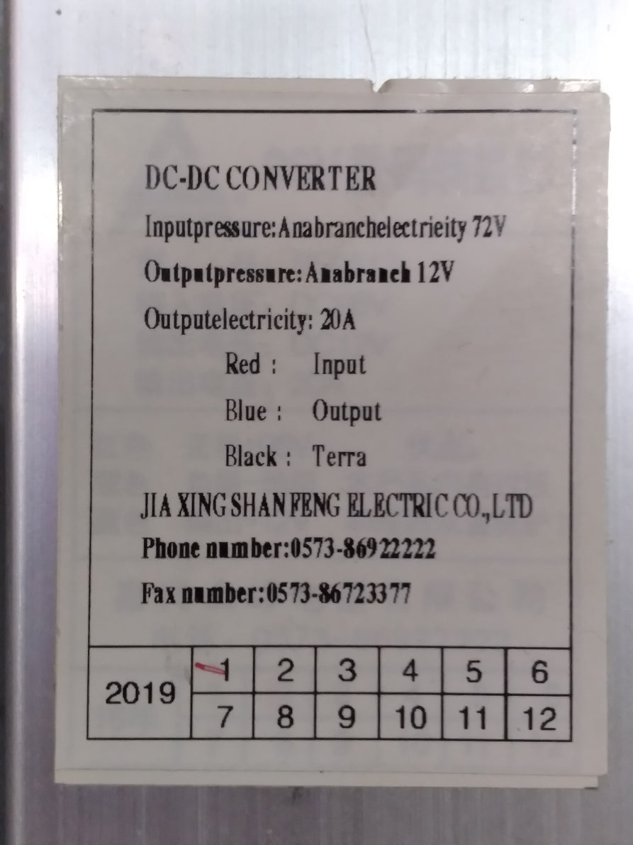 DC Converter 72V-20Ah