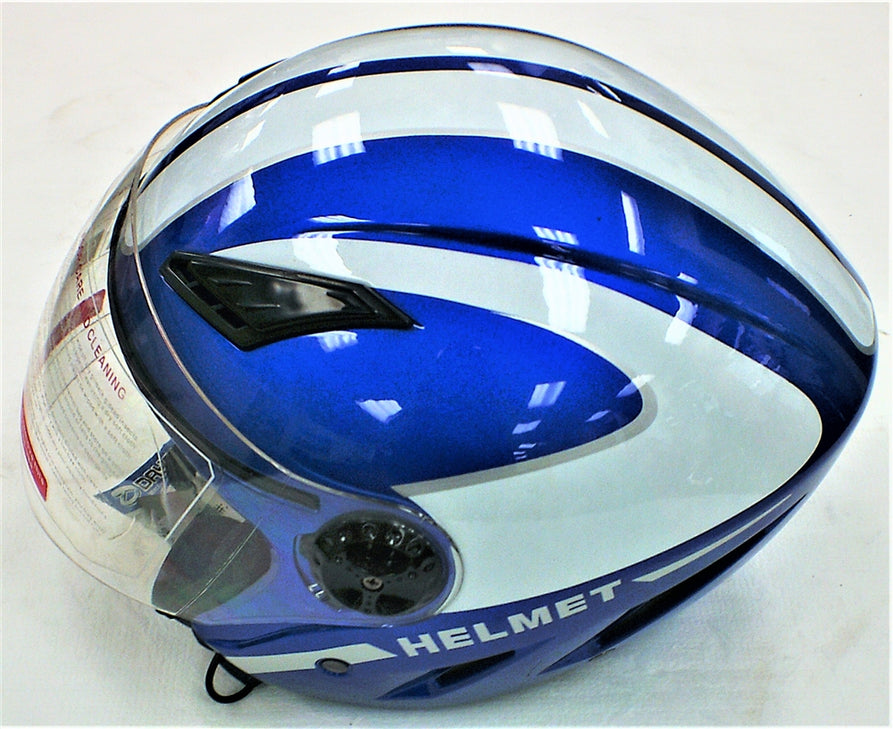 MAX 400D - Half face helmet - Blue/White Stripe (XL)