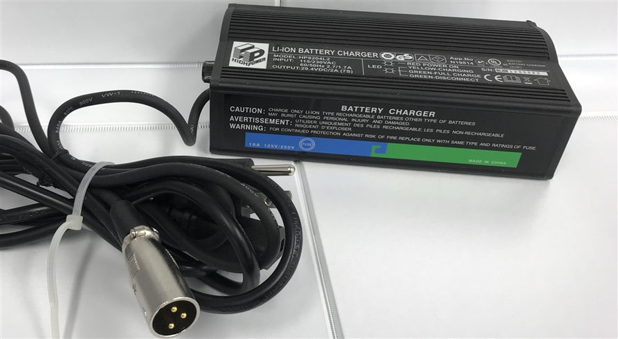 Charger 24V 2.0AH Lithium XLR Plug    (FITS :Boomerbuggy Power Folding)
